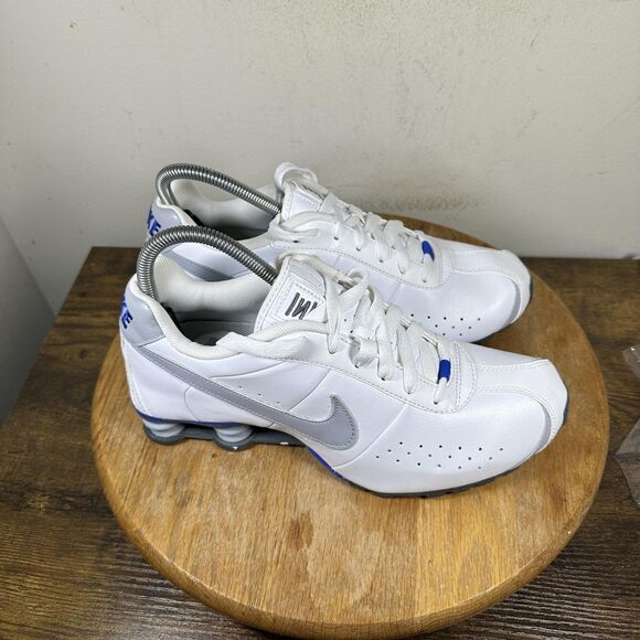 Nike Shox NZ Shoes Mens Size 7.5 White Silver Blue 525228-140 Running Sneakers